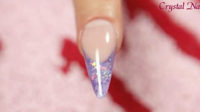 Acrylic classic almond nail  with opal decoration